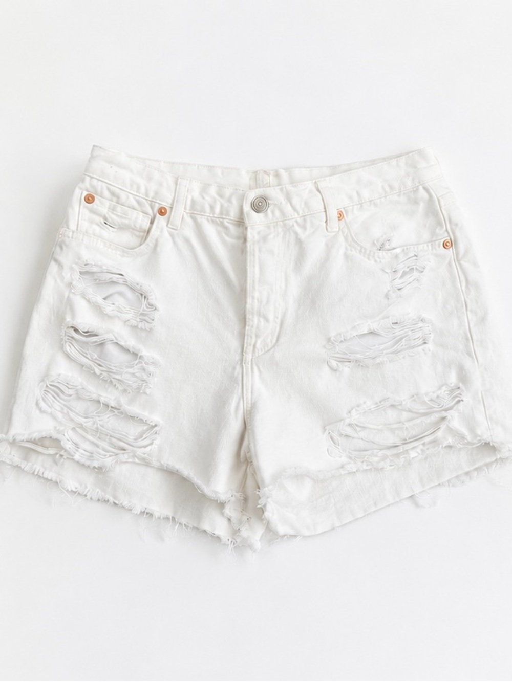 Free People We The Free White Denim Cutoff Shorts Distressed Raw Hem Sz 28 - Picture 1 of 10